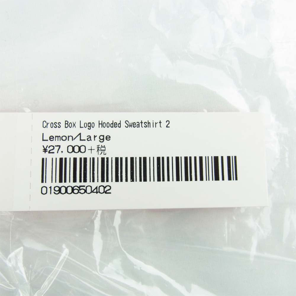 Supreme シュプリーム Cross Box Logo Hooded Sweatshirt クロスボックスロゴ フーデッド スウェット パーカー Lemon イエロー系 L【新古品】【未使用】【中古】