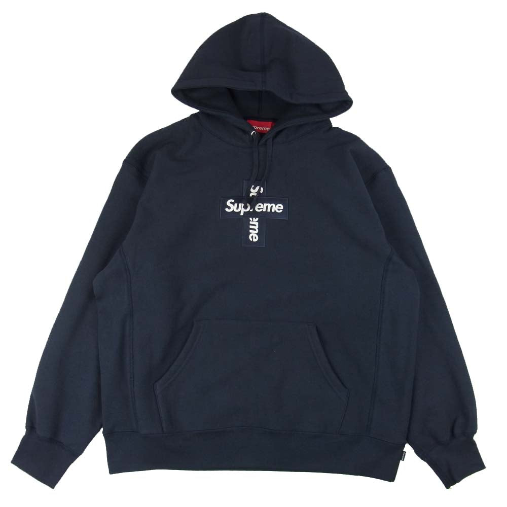 Supreme シュプリーム Cross Box Logo Hooded Sweatshirt クロスボックスロゴ フーデッド スウェット パーカー Navy ネイビー系 L【新古品】【未使用】【中古】