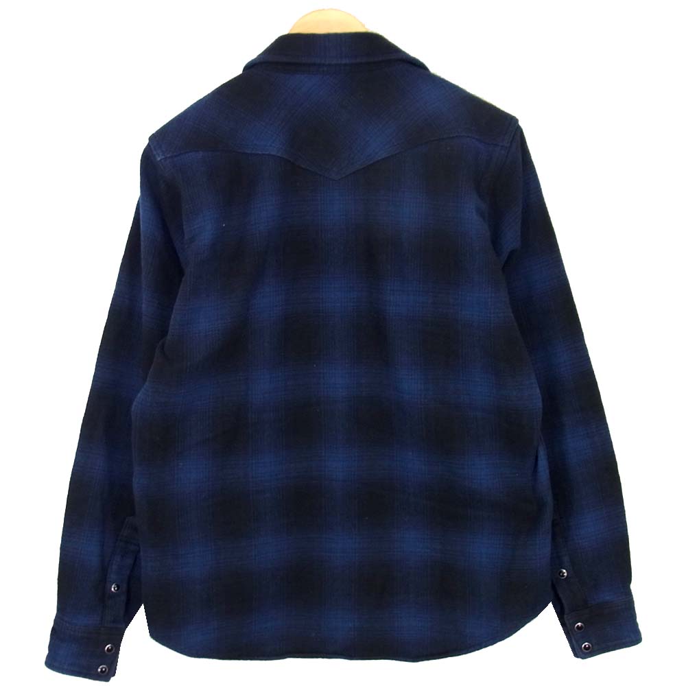 IRON HEART アイアンハート ヘビーフランネル ウエスタン シャツ ネイビー系 L【中古】
