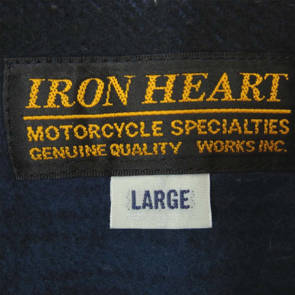 IRON HEART アイアンハート ヘビーフランネル ウエスタン シャツ ネイビー系 L【中古】