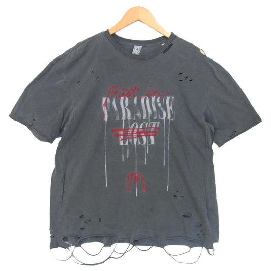 アルケミスト 18AW AL-A18-0000-021 プリント ダメージ加工 Tシャツ グレー系 L【中古】