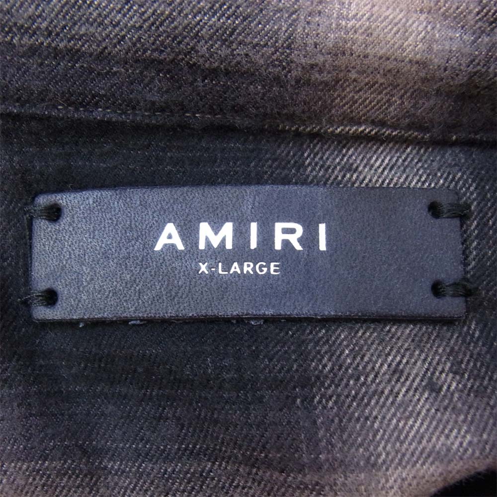 アミリ オンブレチェック 長袖シャツ 黒×茶 XL【中古】