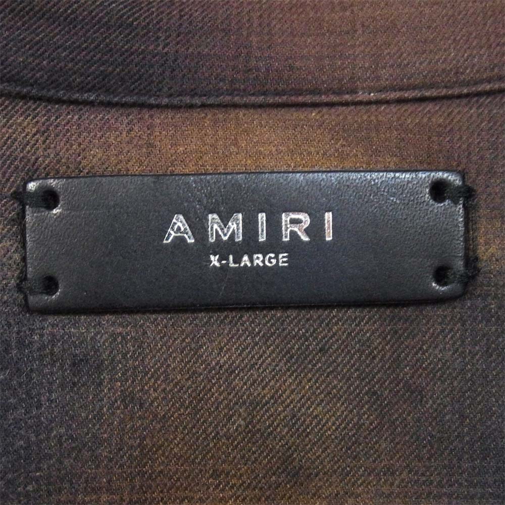 アミリ ブリーチ加工 フレイドヘム 長袖シャツ ブラウン系 XL【中古】