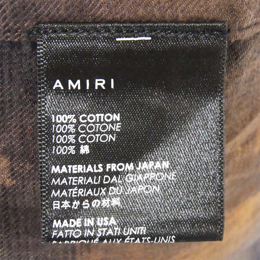 アミリ ブリーチ加工 フレイドヘム 長袖シャツ ブラウン系 XL【中古】