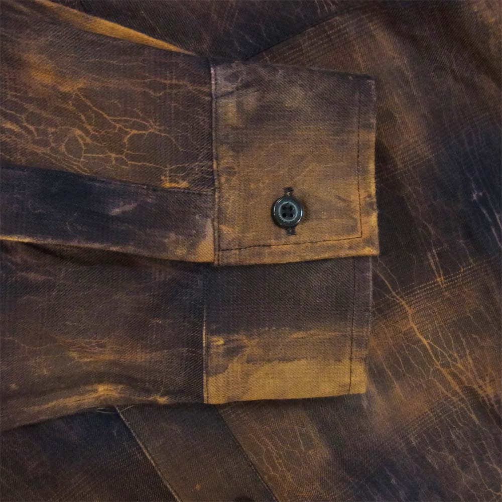 アミリ ブリーチ加工 フレイドヘム 長袖シャツ ブラウン系 XL【中古】