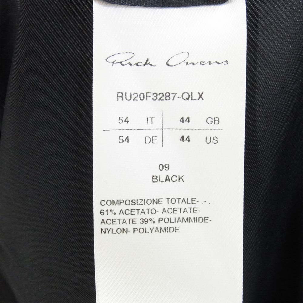 Rick Owens リックオウエンス 20AW RU20F3287 Larry Shirt ラリー シャツ ブラック系 44【美品】【中古】