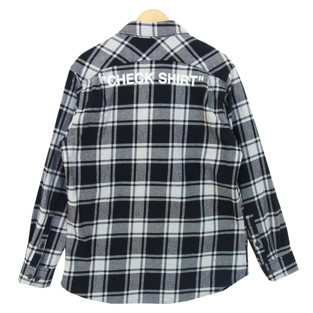 OFF-WHITE オフホワイト 18AW クオート フランネルシャツ チェックネル 長袖シャツ グレー×ブラック系 L【中古】