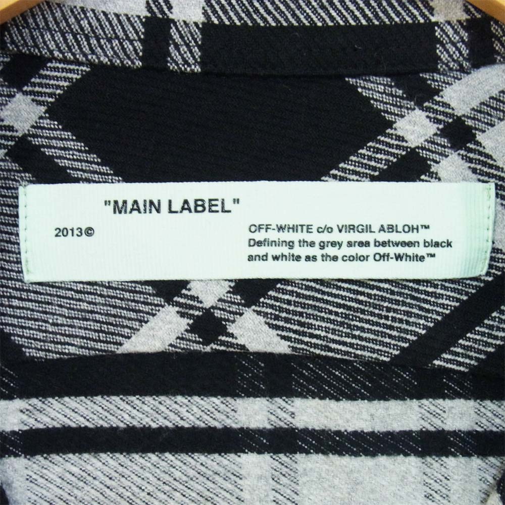 OFF-WHITE オフホワイト 18AW クオート フランネルシャツ チェックネル 長袖シャツ グレー×ブラック系 L【中古】