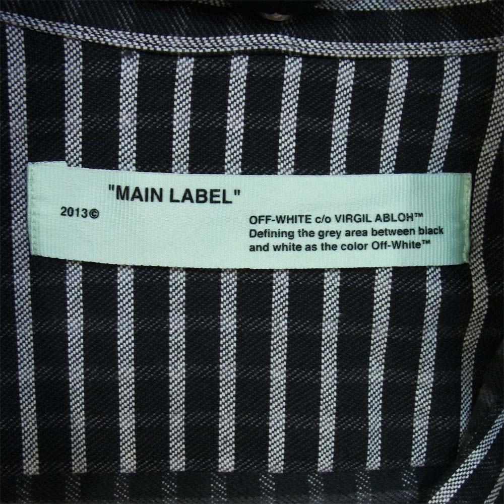 OFF-WHITE オフホワイト 19SS バックプリント チェック ジップ フード ジャケット ブラック系 XL【中古】