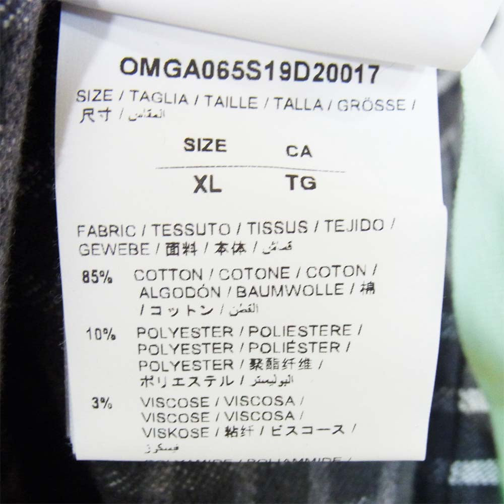 OFF-WHITE オフホワイト 19SS バックプリント チェック ジップ フード ジャケット ブラック系 XL【中古】