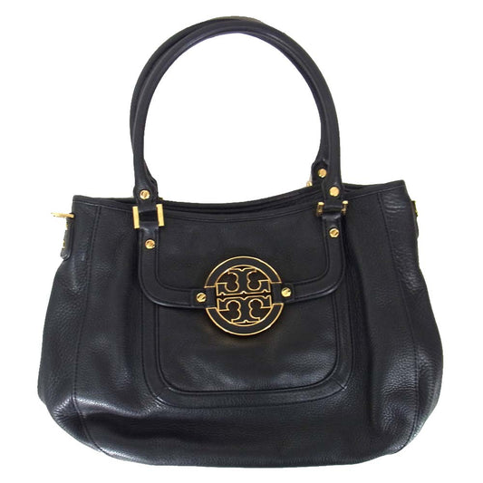 Tory Burch トリーバーチ アマンダ レザー ハンド バッグ ブラック系【中古】