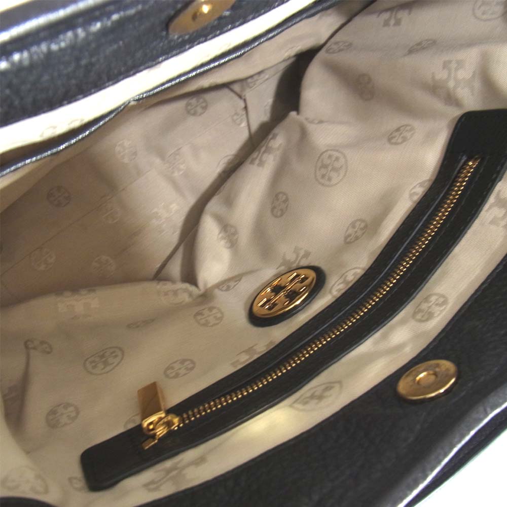 Tory Burch トリーバーチ アマンダ レザー ハンド バッグ ブラック系【中古】