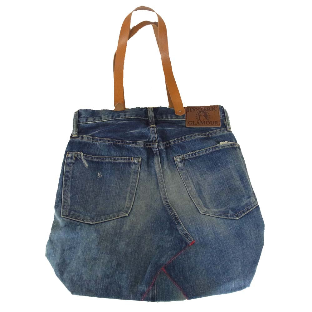 HYSTERIC GLAMOUR ヒステリックグラマー スタッズ クラッシュ デニム リメイク トート バッグ インディゴブルー系【中古】