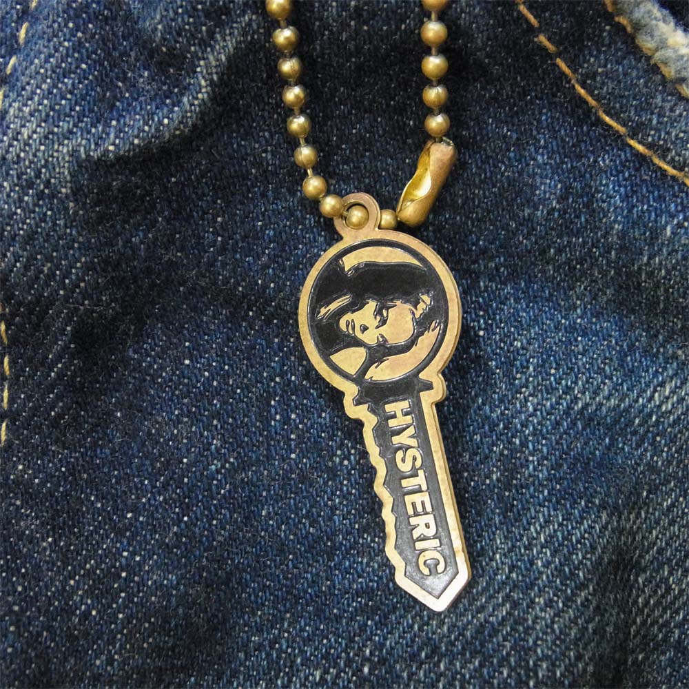 HYSTERIC GLAMOUR ヒステリックグラマー デニム リメイク トート バッグ ダメージ加工 ガールプリント インディゴブルー系【中古】
