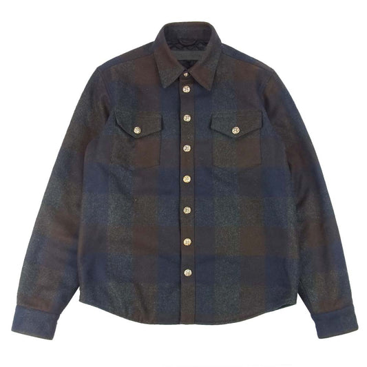 CHROME HEARTS クロムハーツ（原本有） 国内正規品 SHRT BMBL JCK V2J PLD WL バンブル クロスボール ボタン チェック シャツ ジャケット ブラック系 M【中古】