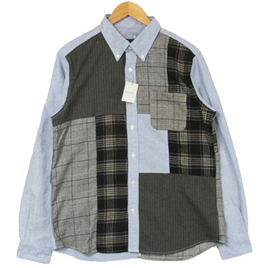 SOPHNET. ソフネット SOPH-202037 PATCH WORK B.D SHIRT パッチワーク 長袖 シャツ ブルー系 グレー系 XL【中古】