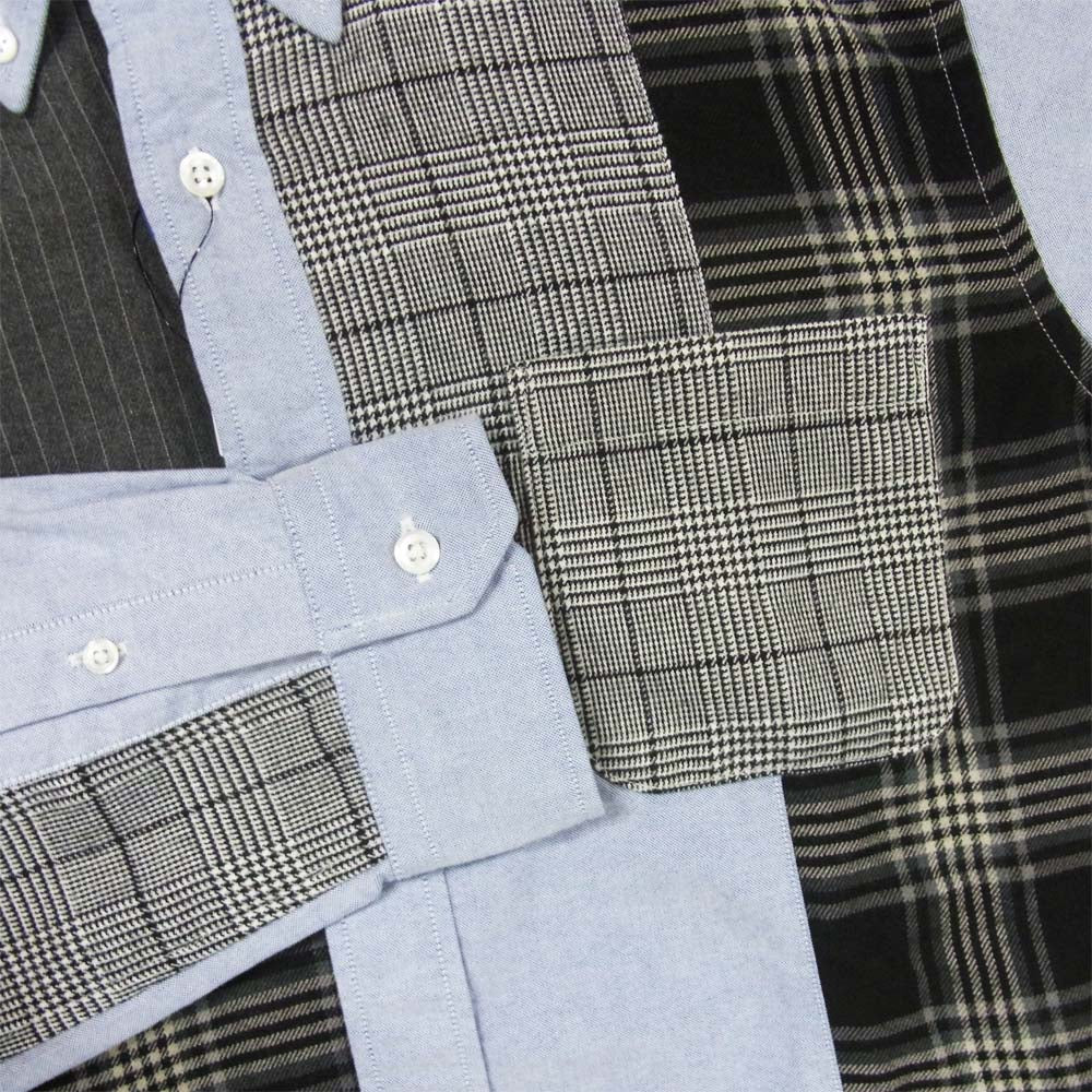 SOPHNET. ソフネット SOPH-202037 PATCH WORK B.D SHIRT パッチワーク 長袖 シャツ ブルー系 グレー系 XL【中古】