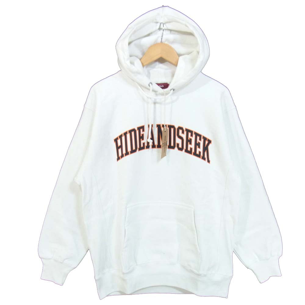 HideandSeek ハイドアンドシーク 20SS HC-020620 カレッジ ロゴ フーディ パーカー ホワイト系 L【新古品】【未使用】【中古】