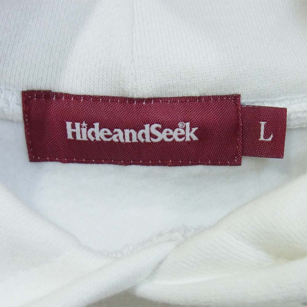 HideandSeek ハイドアンドシーク 20SS HC-020620 カレッジ ロゴ フーディ パーカー ホワイト系 L【新古品】【未使用】【中古】