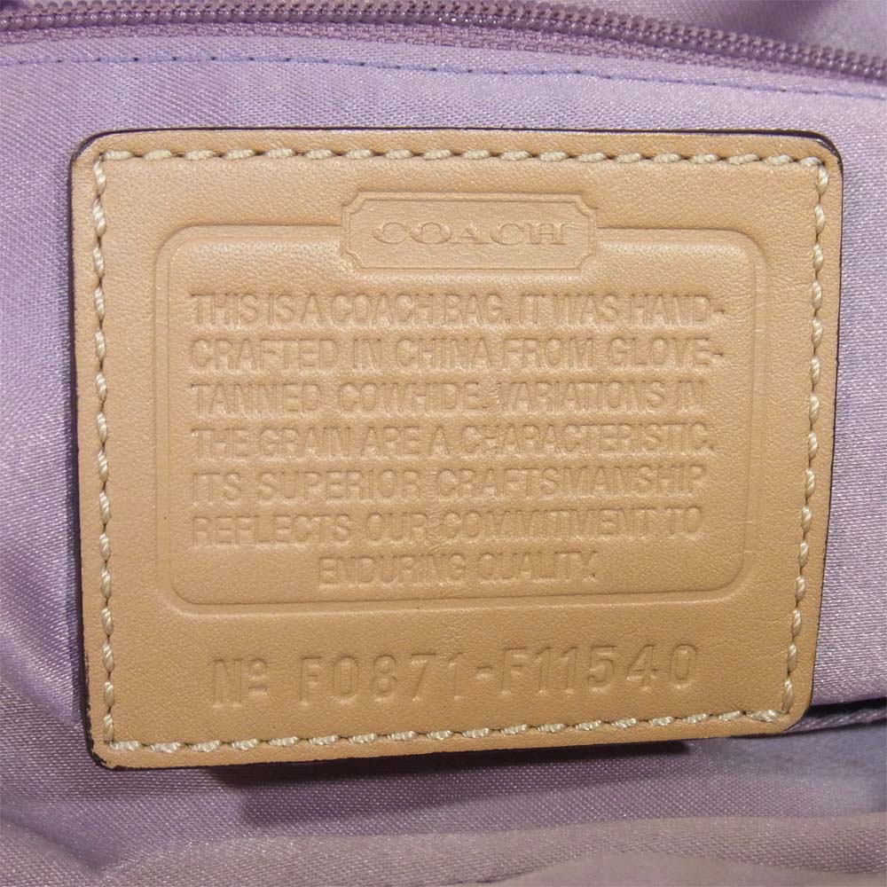 COACH コーチ F11540 ハンプトンズレザー サッチェル ハンド バッグ ベージュ系【中古】