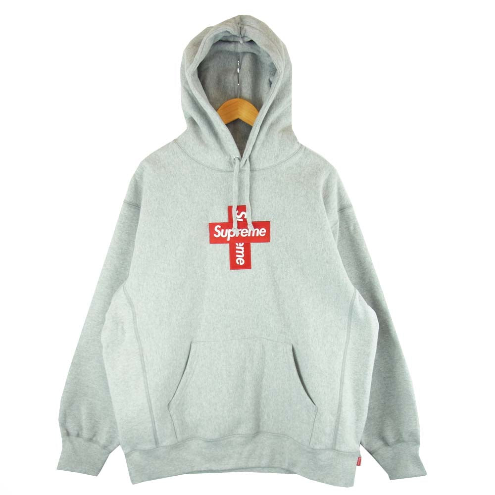 Supreme シュプリーム 20AW Cross Box Logo Hooded Sweatshirt クロス ボックス ロゴ パーカ グレー系 L【極上美品】【中古】