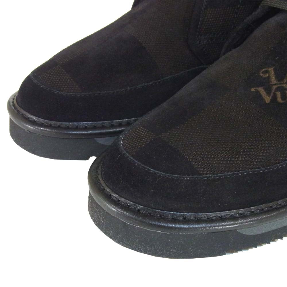LOUIS VUITTON ルイ・ヴィトン 1A84HP LV コージー ライン アンクル ダミエ ジャイアントパターン ブーツ ブラック系 8【極上美品】【中古】