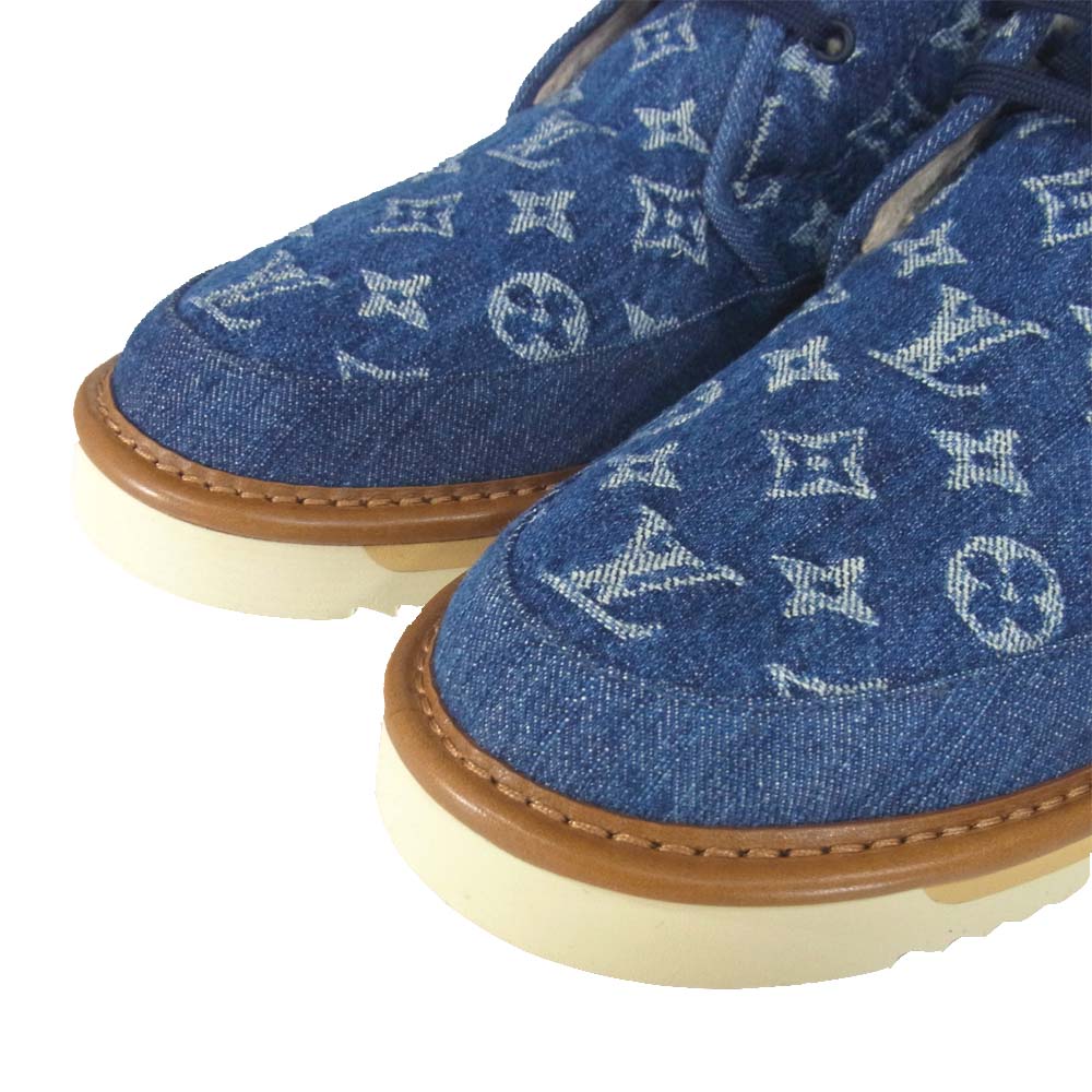 LOUIS VUITTON ルイ・ヴィトン 1A81GT コージー ライン アンクル デニム ボア ブーツ インディゴブルー系 8【極上美品】【中古】