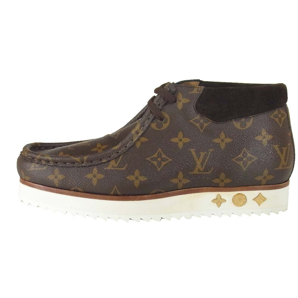 LOUIS VUITTON ルイ・ヴィトン 1A81E8 LVモッズ ライン アンクル モノグラム ワラビー ブーツ ブラウン系 8【極上美品】【中古】