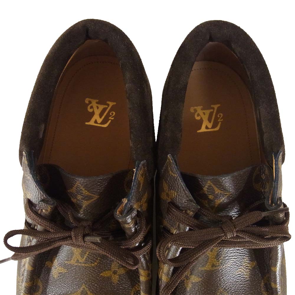 LOUIS VUITTON ルイ・ヴィトン 1A81E8 LVモッズ ライン アンクル モノグラム ワラビー ブーツ ブラウン系 8【極上美品】【中古】