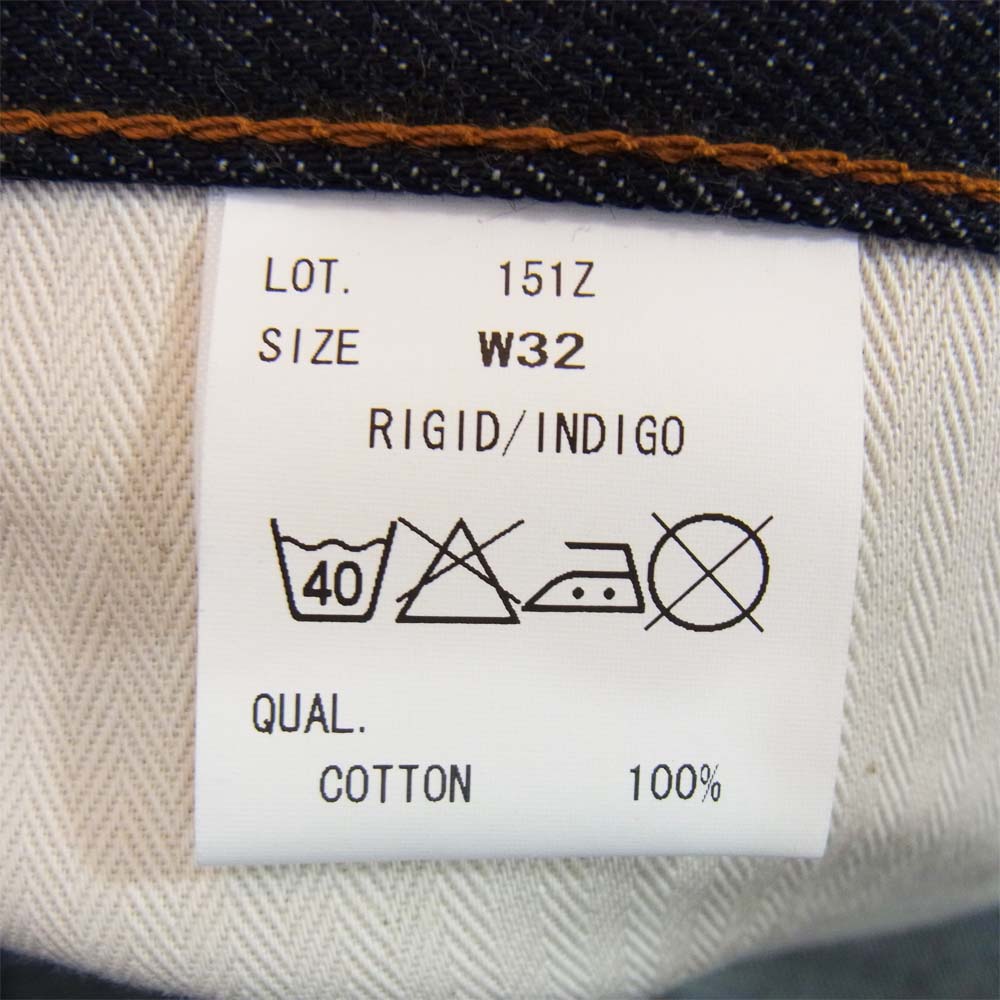 A.W.A-151Z-RIGID AUTHENTIC WEAR ALWAYS RIGID INDIGO リジッド インディゴ デニムパンツ インディゴブルー系 32【新古品】【未使用】【中古】