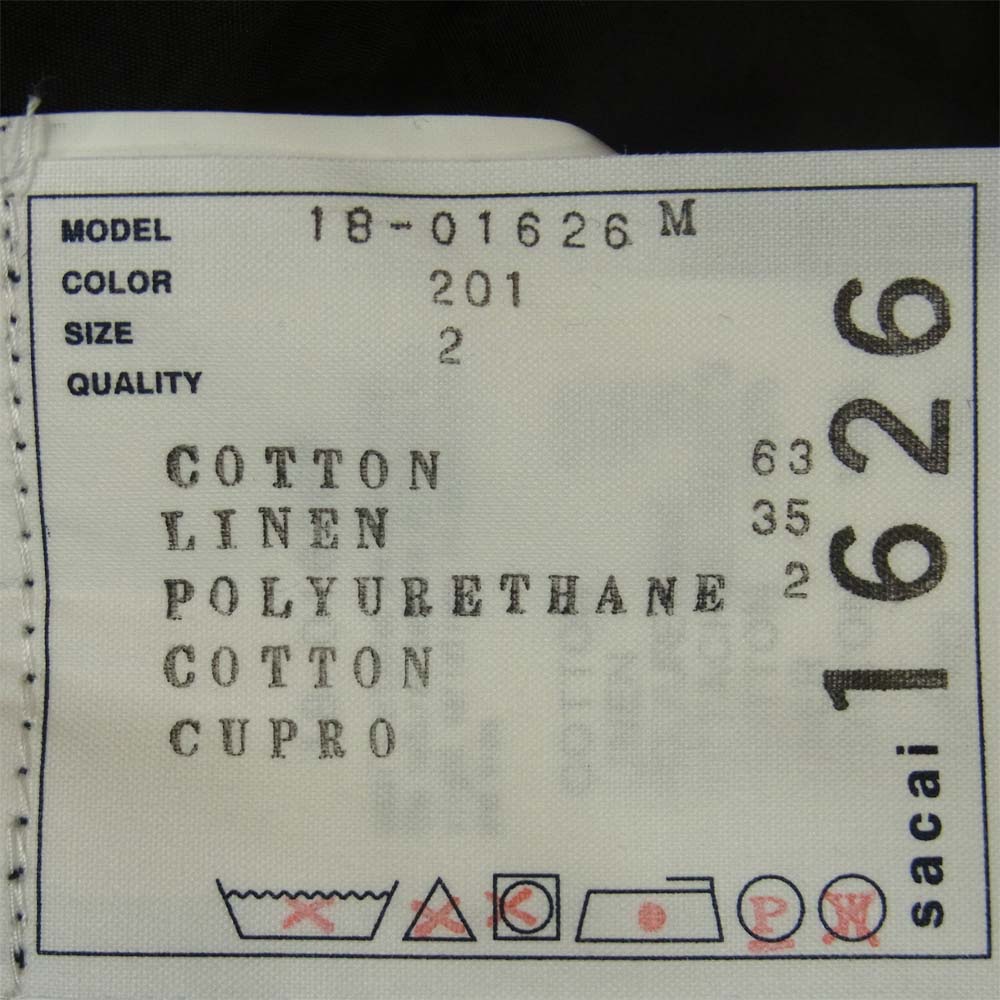 Sacai サカイ 18SS 18-01626M クラシック フィールド ジャケット リネン混 日本製 ダークネイビー系 2【中古】