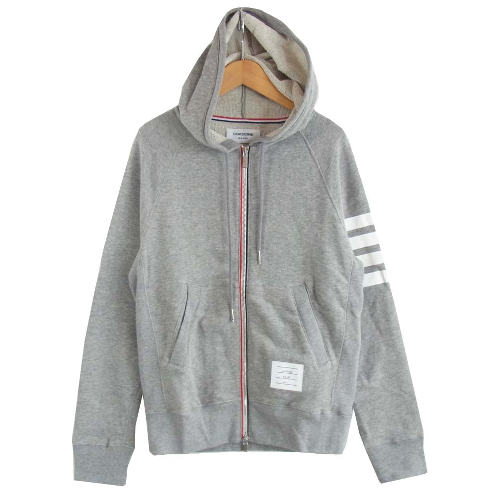 THOM BROWNE トムブラウン A0145D30150 FULL ZIP HOODIE  ライン フルジップ フーディ グレー系 2【新古品】【未使用】【中古】