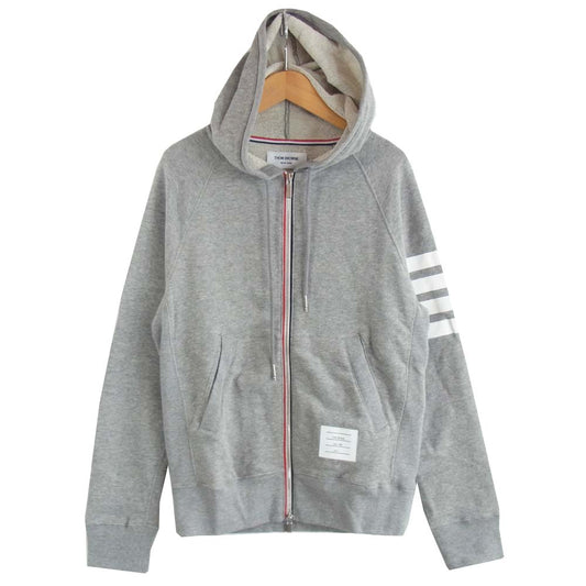 THOM BROWNE トムブラウン A0145D30150 FULL ZIP HOODIE  ライン フルジップ フーディ グレー系 2【新古品】【未使用】【中古】