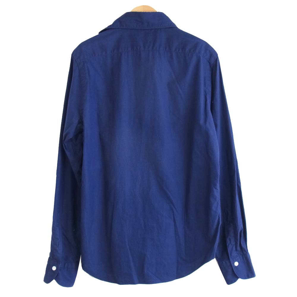 FINAMORE フィナモレ 37246 ワイドカラー コットン シャツ ネイビー系 16/41【美品】【中古】