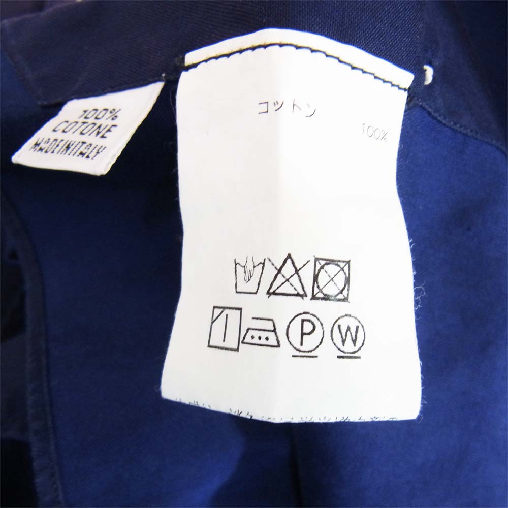 FINAMORE フィナモレ 37246 ワイドカラー コットン シャツ ネイビー系 16/41【美品】【中古】