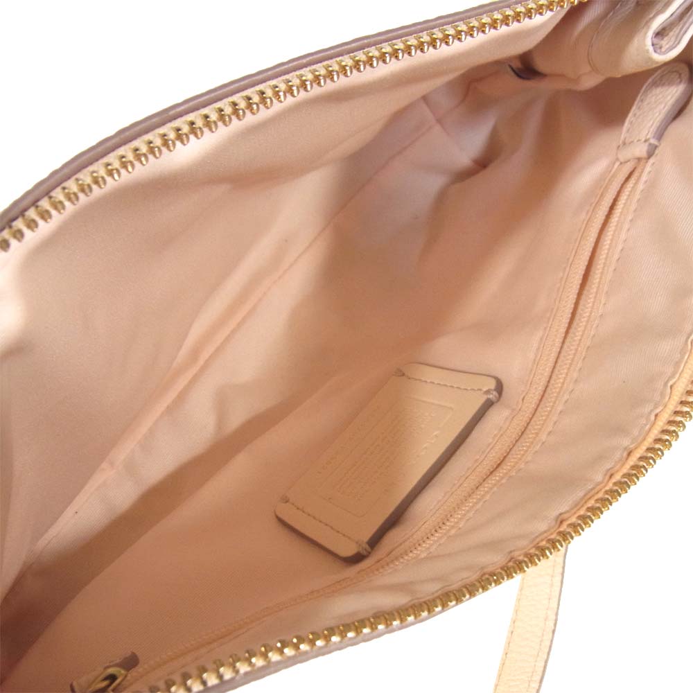 COACH コーチ F33521 チャーリー エンボスド ホース アンド キャリッジ レザー バッグ ピンクベージュ系【中古】
