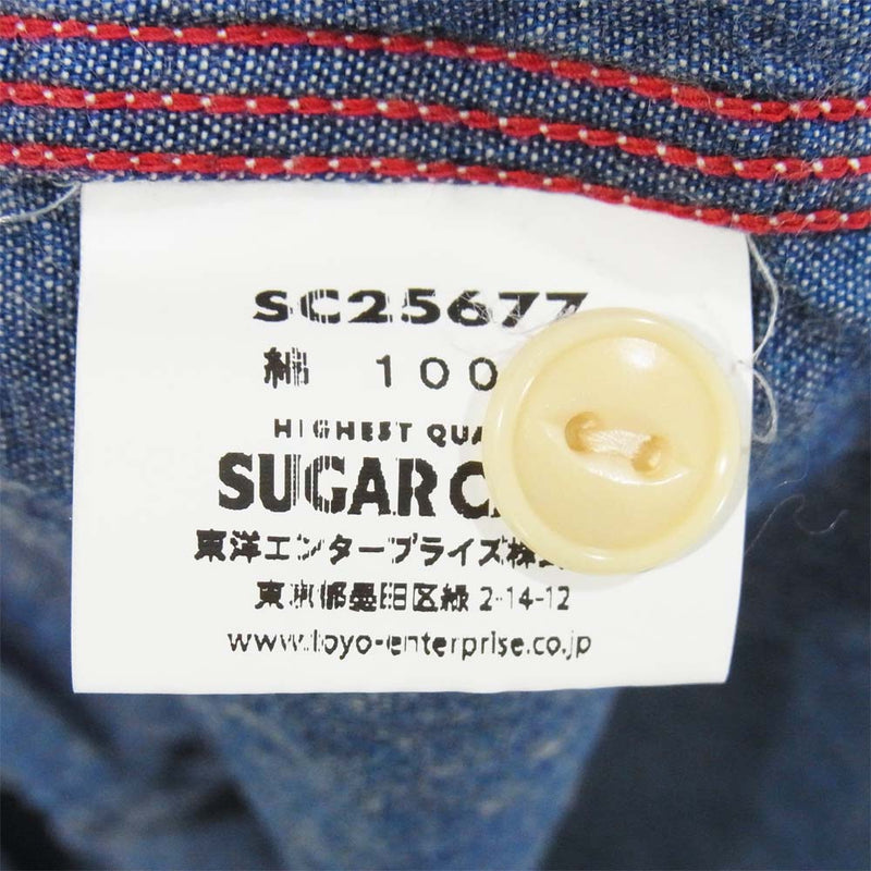SUGAR CANE シュガーケーン SC25677 シャンブレー ワークシャツ インディゴブルー系 L【中古】