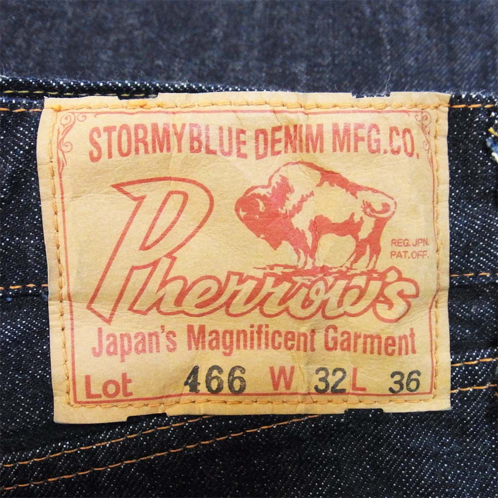 Pherrow's フェローズ 466 タイトフィット スターチドウォッシュ デニムパンツ インディゴブルー系 32【美品】【中古】