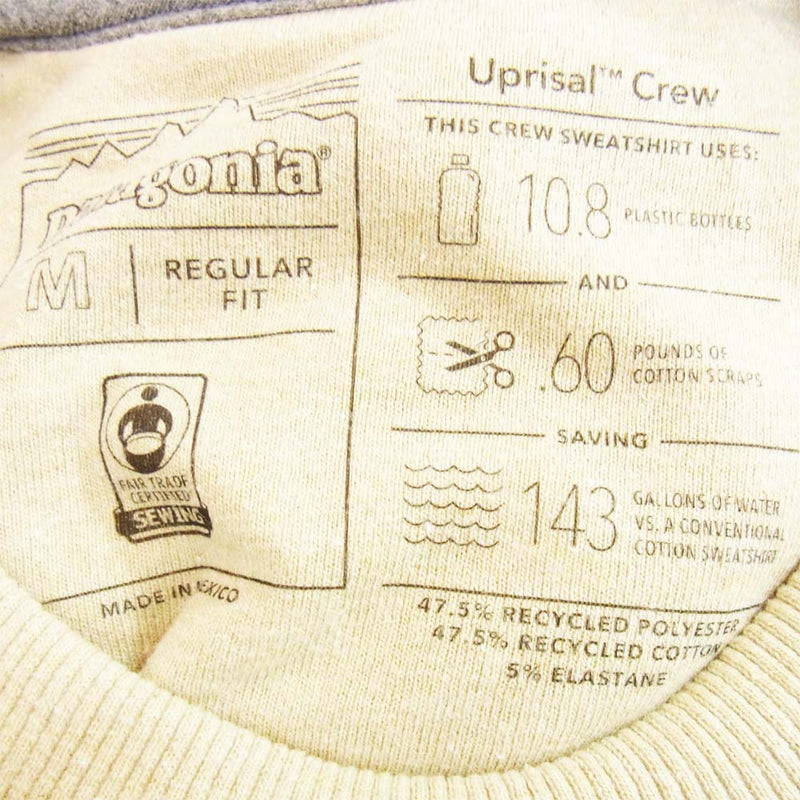 patagonia パタゴニア 39543  P-6 Label Uprisal Crew Sweatshirt ラベル アップライザル クルー スウェットシャツ ベージュ系 M【新古品】【未使用】【中古】