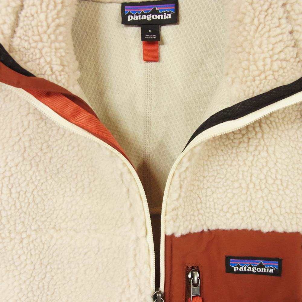 patagonia パタゴニア 23056 Classic Retro-X Jacket クラシック レトロX フリース ジャケット Natural w/Barn Red ベージュ系 S【極上美品】【中古】