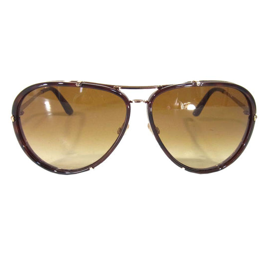 TOM FORD トムフォード Cyrille シリル ティアドロップ メタルフレーム サングラス ブラウン系 63□10 135【美品】【中古】