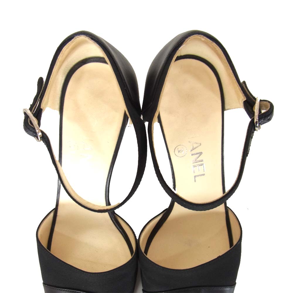 CHANEL シャネル ココマーク ヒール サンダル ブラック系 36 1/2C【中古】