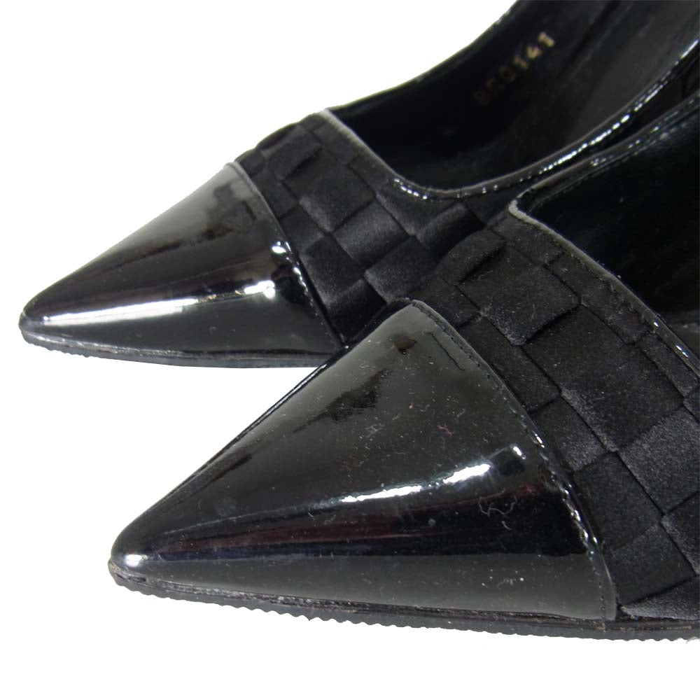 LOUIS VUITTON ルイ・ヴィトン BR0141 リボン エナメル メッシュ ヒール パンプス ブラック系 37【中古】