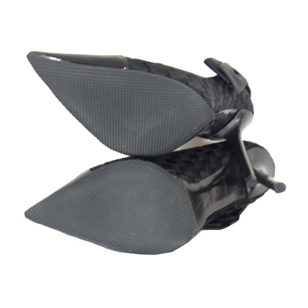 LOUIS VUITTON ルイ・ヴィトン BR0141 リボン エナメル メッシュ ヒール パンプス ブラック系 37【中古】