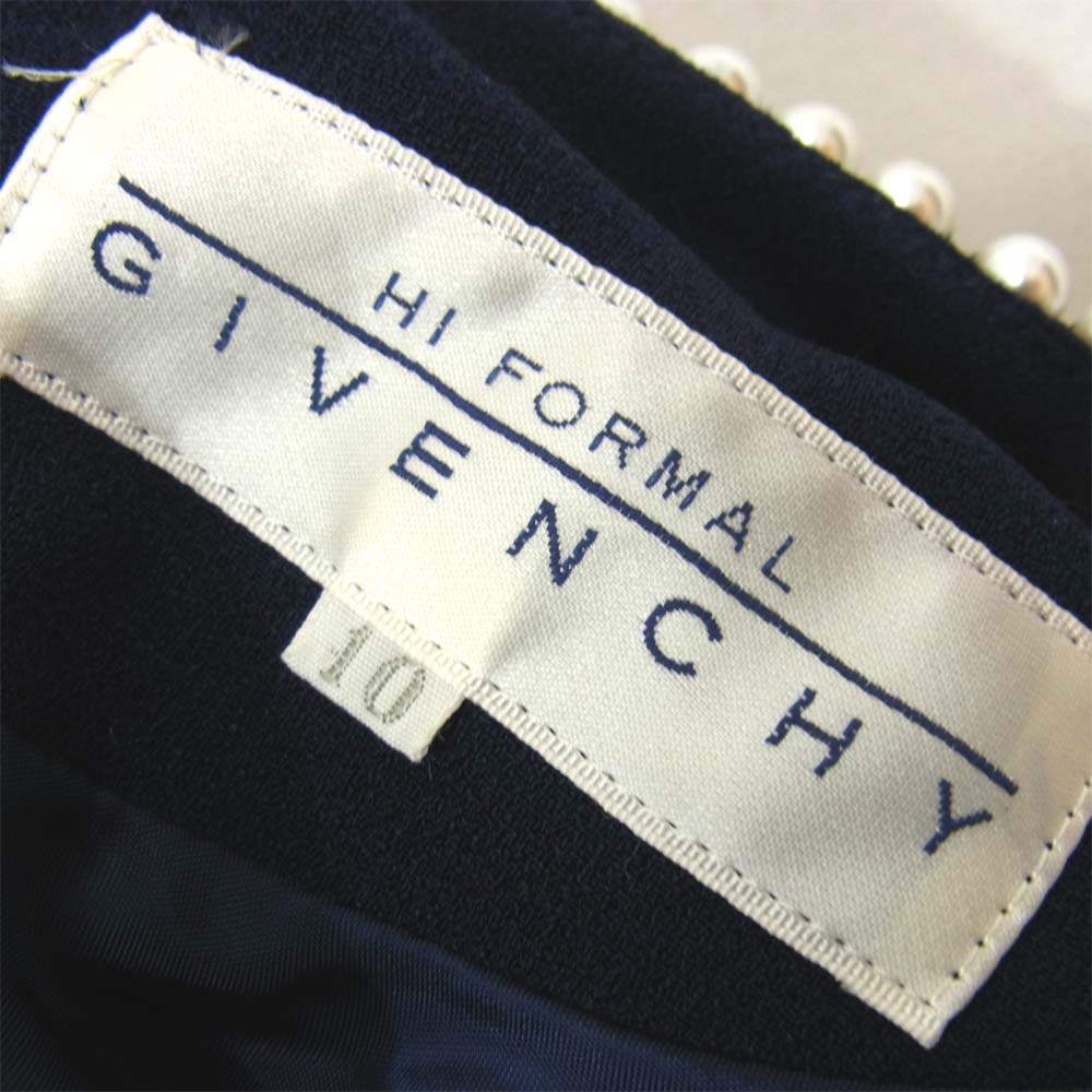 GIVENCHY ジバンシィ パール ビジュー ロング ドレス ネイビー系 10【中古】