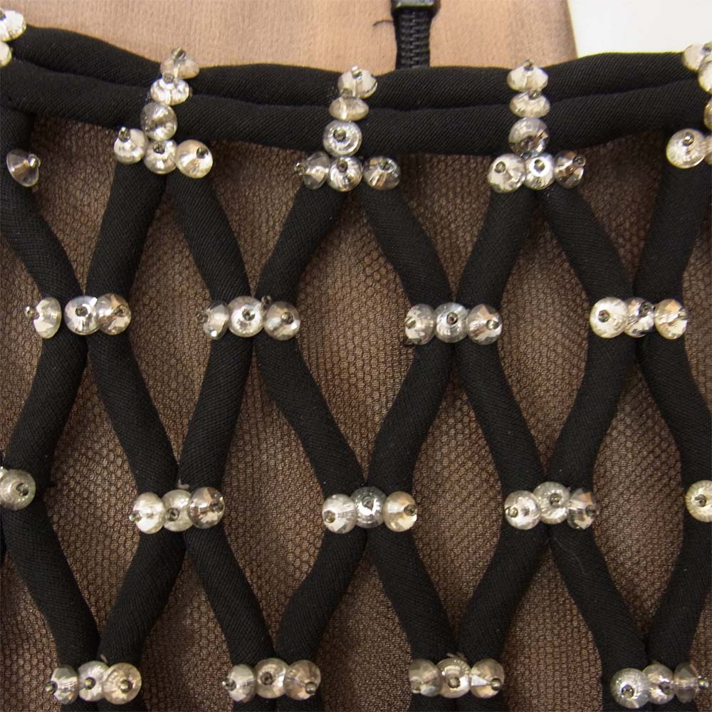 VALENTINO ヴァレンティノ ビーズ シルク ロング ワンピース ブラック系 40【中古】