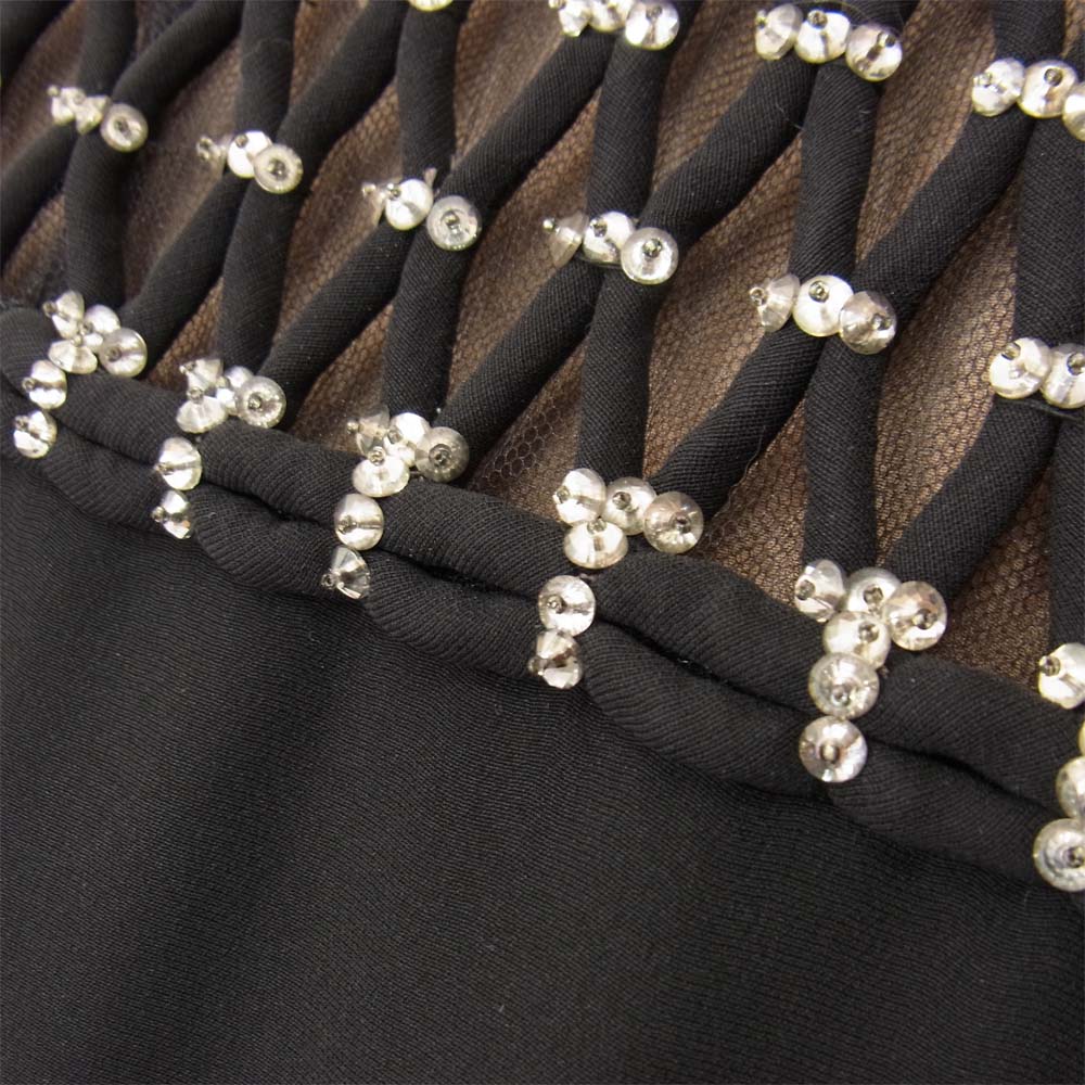 VALENTINO ヴァレンティノ ビーズ シルク ロング ワンピース ブラック系 40【中古】