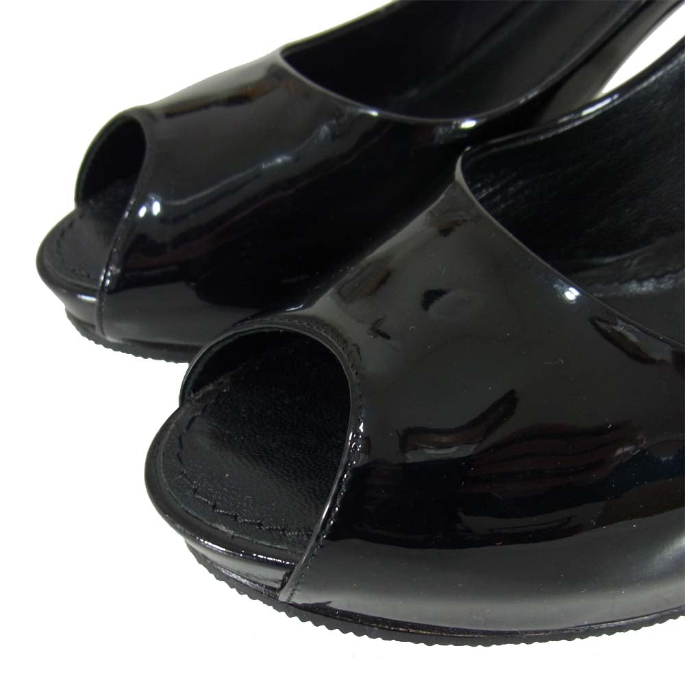 LOUIS VUITTON ルイ・ヴィトン パドロック エナメル オープントゥー パンプス ブラック系 361/2【中古】
