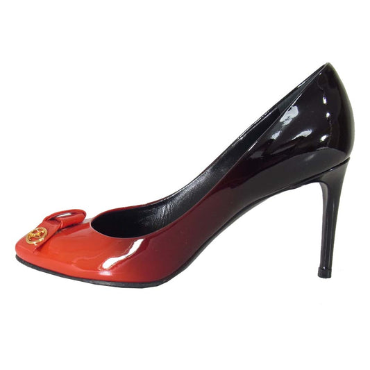 LOUIS VUITTON ルイ・ヴィトン NL0196 グラデーション リボン エナメル ヒール パンプス レッド系 37【中古】