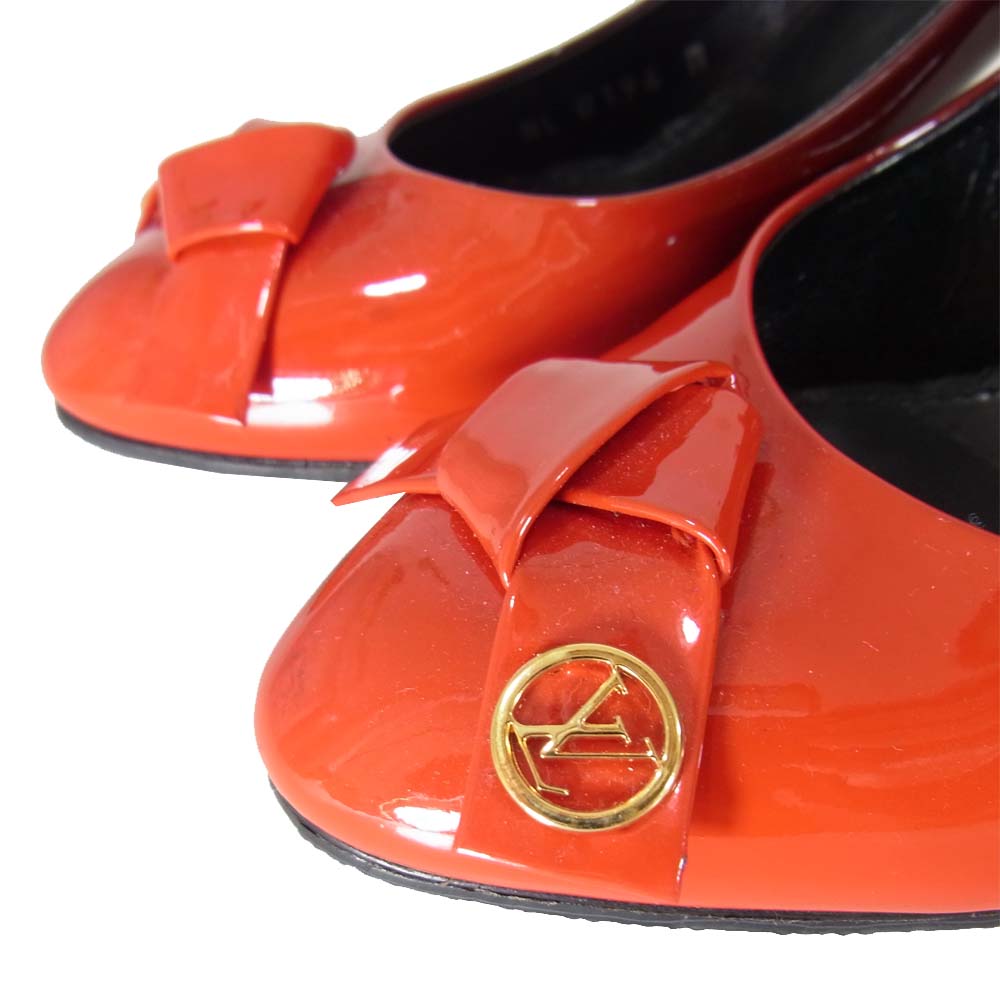 LOUIS VUITTON ルイ・ヴィトン NL0196 グラデーション リボン エナメル ヒール パンプス レッド系 37【中古】
